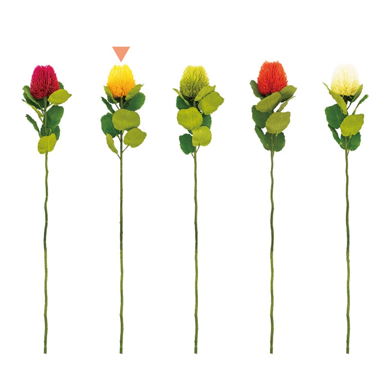 紅石 アートフラワー スモールバンクシア イエロー K-692-4 1本(ご注文単位12本)【直送品】
