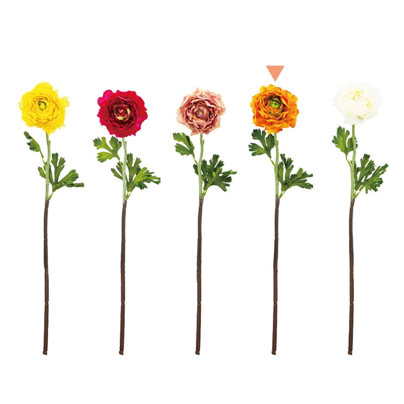 紅石 アートフラワー ラナンキュラス オレンジ K-693-17 1本（ご注文単位12本）【直送品】