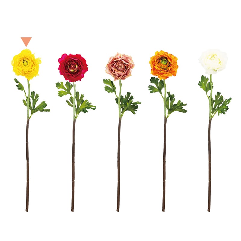 紅石 アートフラワー ラナンキュラス イエロー K-693-4 1本（ご注文単位12本）【直送品】