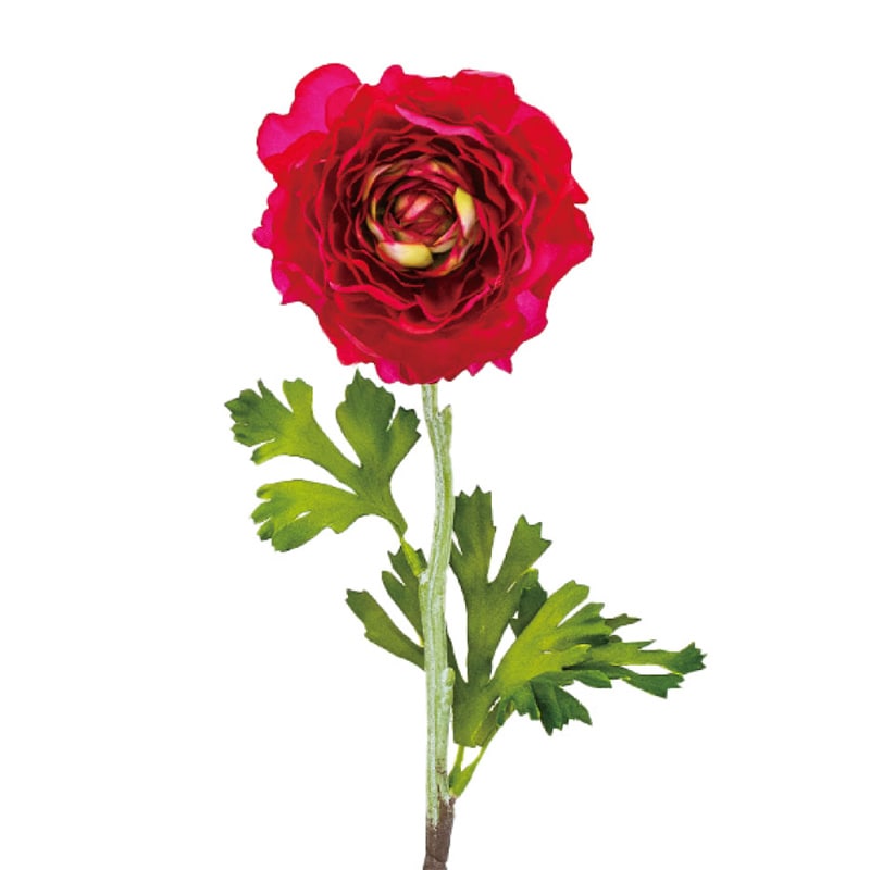 紅石 アートフラワー ラナンキュラス バーガンディ/グリーン/クリーム K-693-6 1本（ご注文単位12本）【直送品】