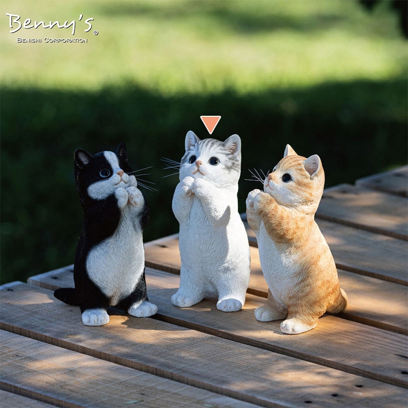 紅石 オブジェ べニーズキャット ちょうだい サバ白 QB-041 1個(ご注文単位1個)【直送品】