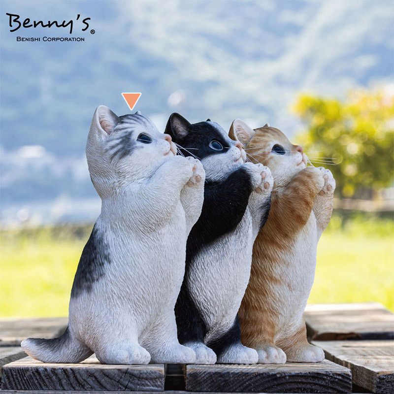 紅石 オブジェ べニーズキャット ちょうだい サバ白 QB-041 1個(ご注文単位1個)【直送品】