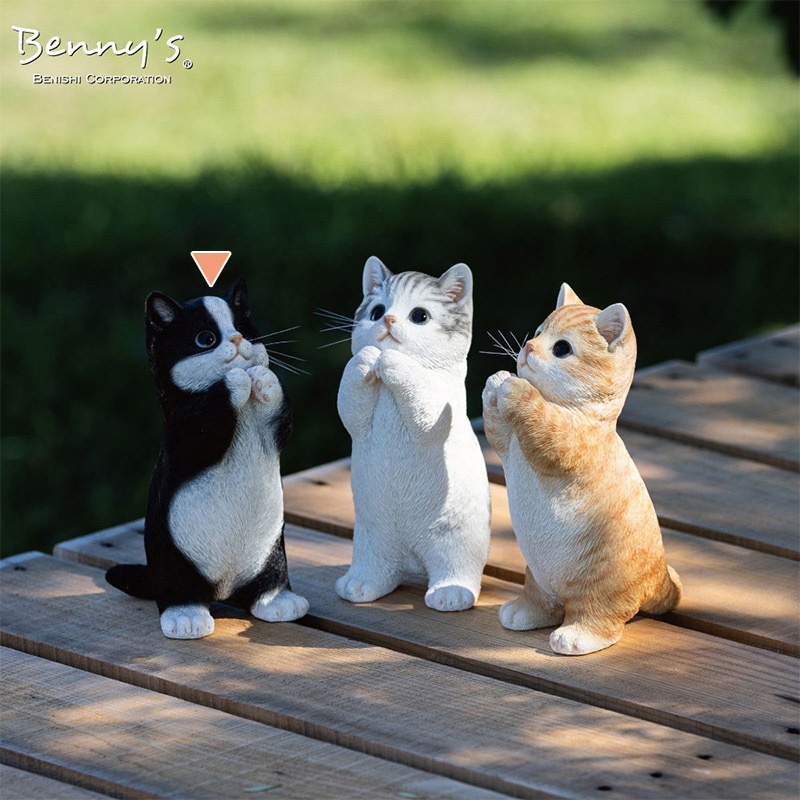 紅石 オブジェ べニーズキャット ちょうだい ハチワレ QB-041BW 1個(ご注文単位1個)【直送品】