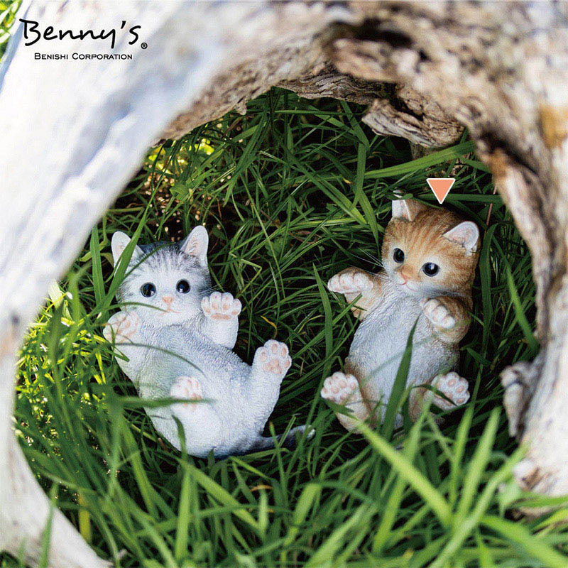 紅石 オブジェ べニーズキャット びっくり! 茶トラ白 QB-042Y 1個(ご注文単位1個)【直送品】