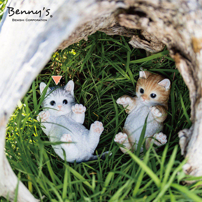 紅石 オブジェ べニーズキャット びっくり! サバ白 QB-042 1個(ご注文単位1個)【直送品】