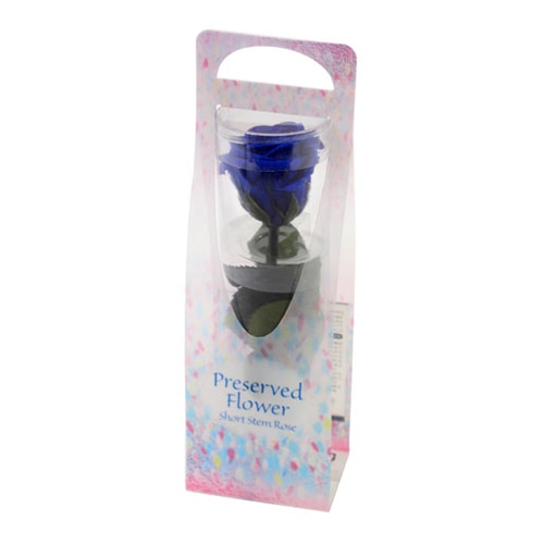 フロールエバー プリザーブドフラワー　ショートステムローズ ビードロ　グランブルー FL072024-12 1本（ご注文単位1本）【直送品】