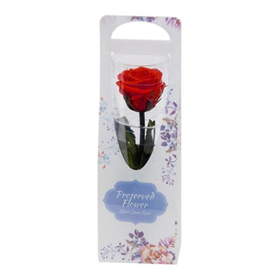 フロールエバー ブリザーブドフラワー　ショートステムローズ チェリーレッド FL072025-05 1本（ご注文単位1本）【直送品】