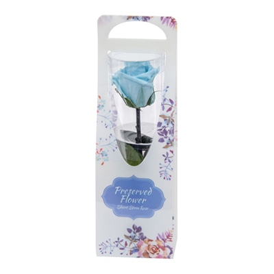 フロールエバー ブリザーブドフラワー　ショートステムローズ パウダーブルー FL072025-13 1本（ご注文単位1本）【直送品】