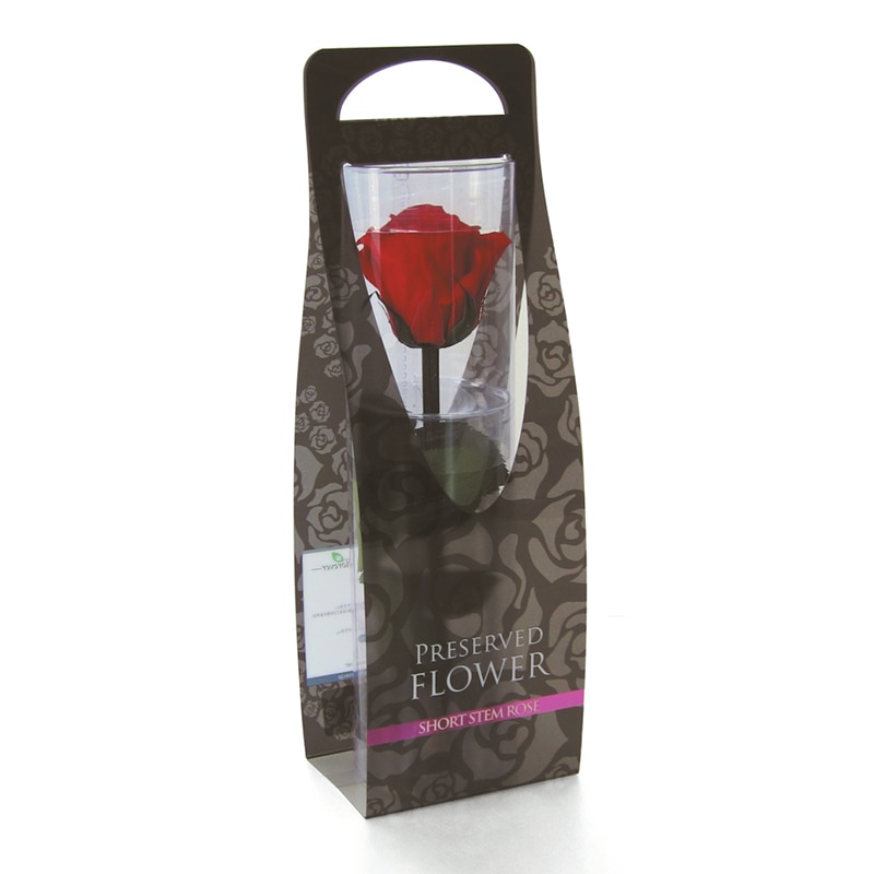 フロールエバー プリザーブドフラワー　ショートステムローズ チェリーレッド FL072-05 1本（ご注文単位1本）【直送品】