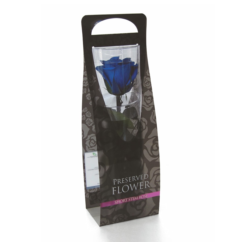 フロールエバー プリザーブドフラワー　ショートステムローズ グランブルー FL072-12 1本（ご注文単位1本）【直送品】