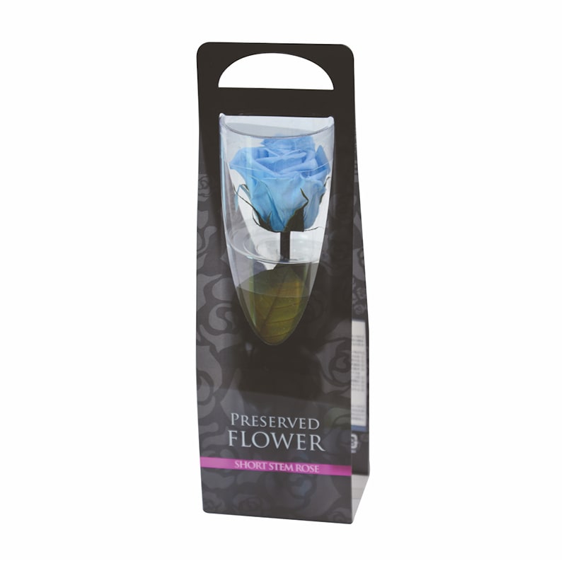 フロールエバー プリザーブドフラワー　ショートステムローズ パウダーブルー FL072-13 1本（ご注文単位1本）【直送品】