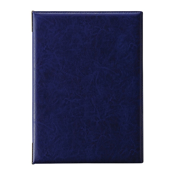 えいむ レザータッチメニューブック A4 大 ダークブルー LB-401 1冊（ご注文単位1冊）【直送品】