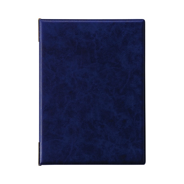 えいむ レザータッチメニューブック B5 中 ダークブルー LB-402 1冊（ご注文単位1冊）【直送品】