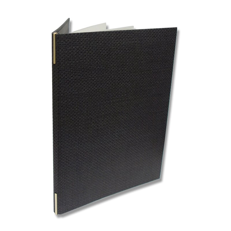 えいむ 麻タイプメニューブック ピンタイプ 大 A4 ブラック PB-801 1冊（ご注文単位1冊）【直送品】