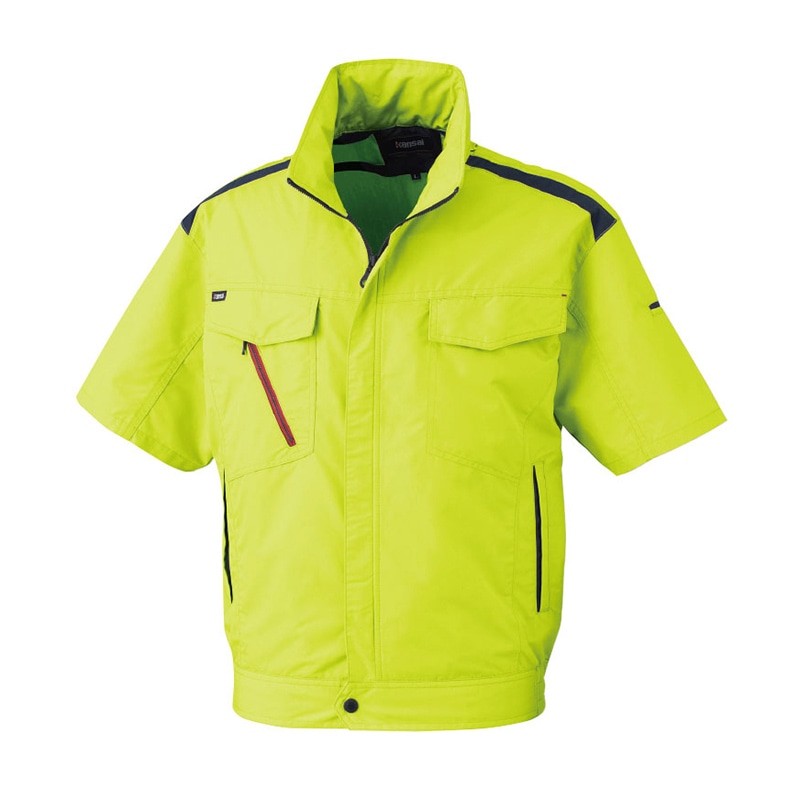 カンサイユニフォーム×空調風神服 半袖ブルゾン ライム LL 01002 1枚(ご注文単位1枚)【直送品】