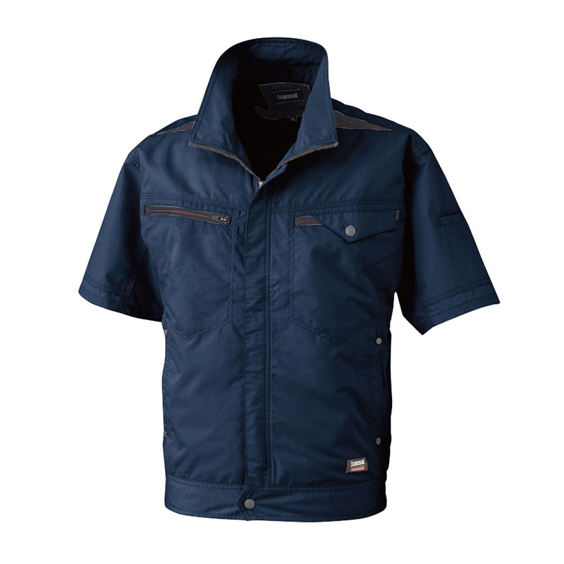 カンサイユニフォーム×空調風神服　半袖ブルゾン ネイビー　LL 01004 1枚（ご注文単位1枚）【直送品】