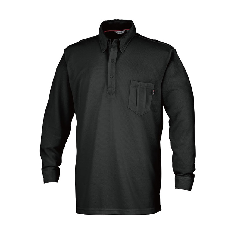カンサイユニフォーム　長袖ポロシャツ ブラック　SS 00574 1枚（ご注文単位1枚）【直送品】