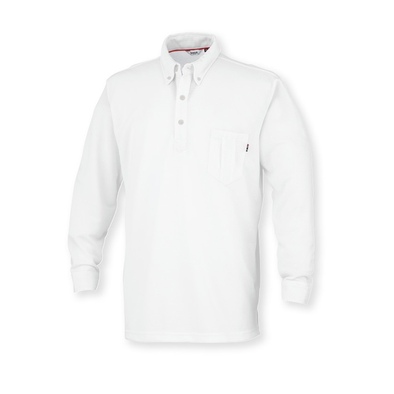 カンサイユニフォーム　長袖ポロシャツ ホワイト　SS 00574 1枚（ご注文単位1枚）【直送品】