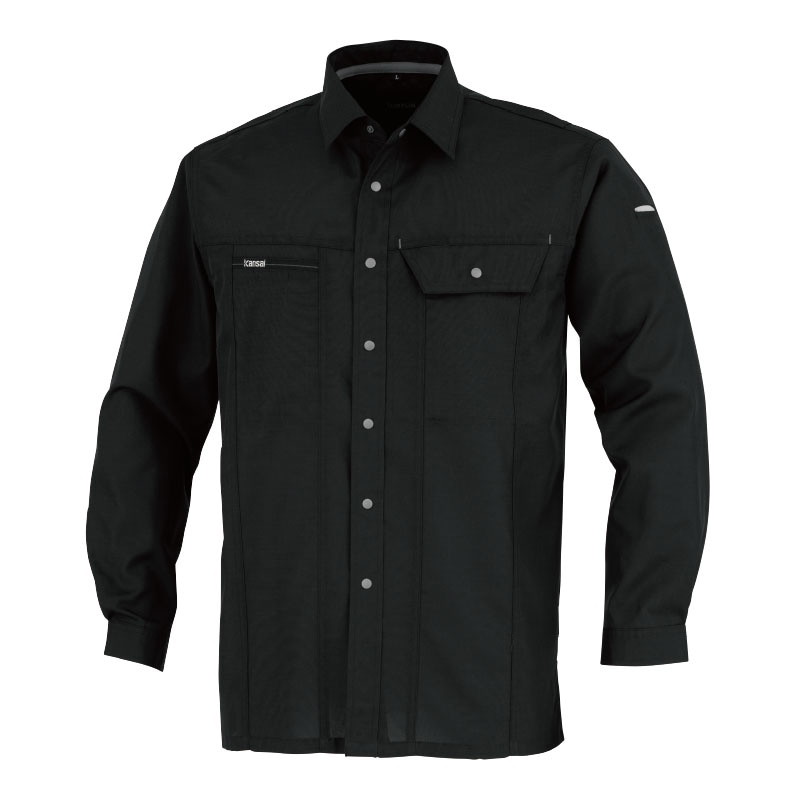 カンサイユニフォーム　長袖シャツ ブラック　LL 70034 1枚（ご注文単位1枚）【直送品】