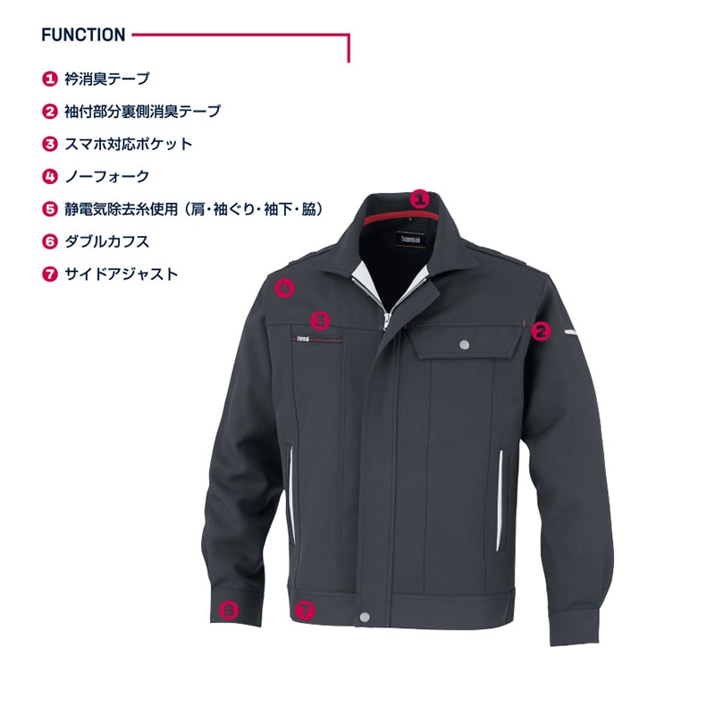 カンサイユニフォーム 長袖ブルゾン ブラック S 80012 1枚(ご注文単位1枚)【直送品】