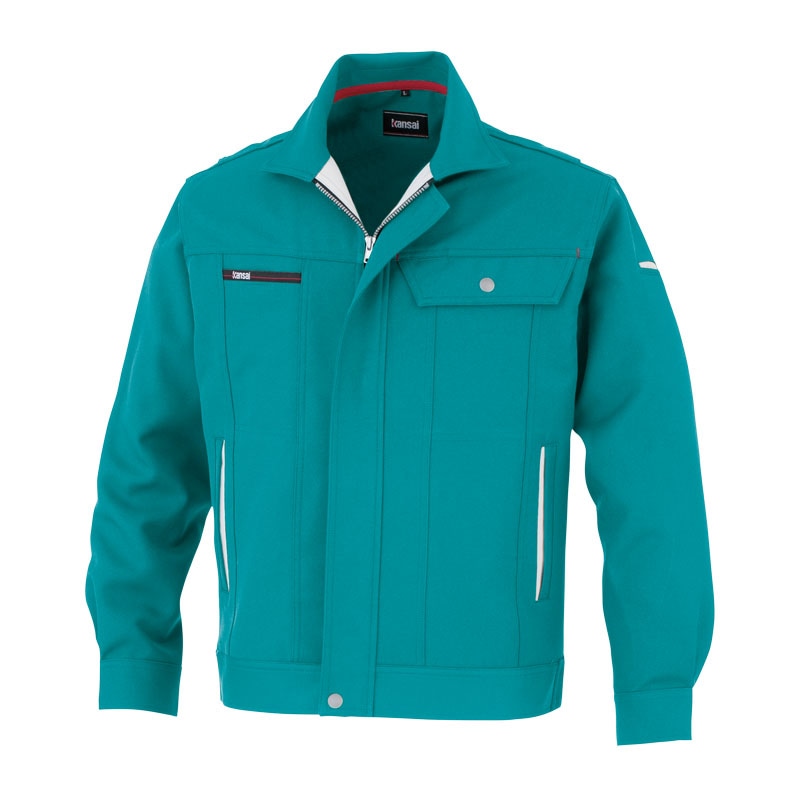カンサイユニフォーム 長袖ブルゾン ターコイズ L 80012 1枚(ご注文単位1枚)【直送品】