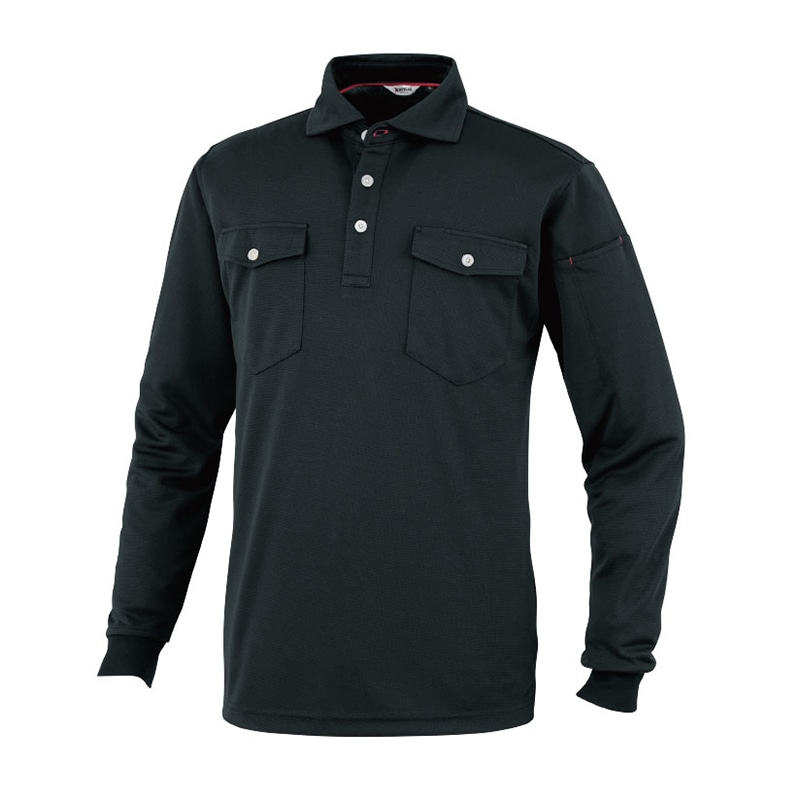 カンサイユニフォーム　長袖ポロシャツ 黒　LL 14404 1枚（ご注文単位1枚）【直送品】