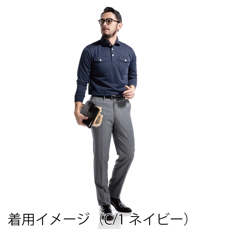 カンサイユニフォーム 長袖ポロシャツ 白 LL 14404 1枚(ご注文単位1枚)【直送品】