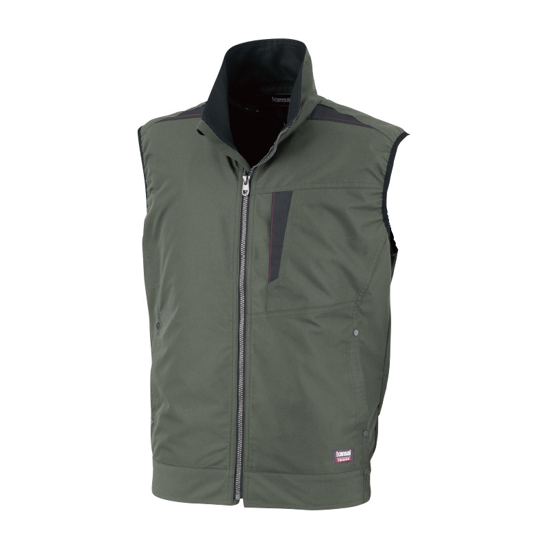 カンサイユニフォーム×空調風神服 ベスト カーキ EL 01005 1枚(ご注文単位1枚)【直送品】