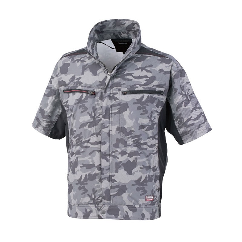 カンサイユニフォーム×空調風神服　半袖ブルゾン グレー　L 01008 1枚（ご注文単位1枚）【直送品】