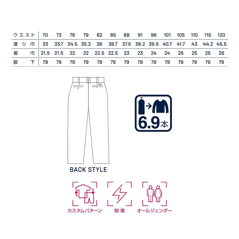 カンサイユニフォーム　スラックス ネイビー　76 20505 1枚（ご注文単位1枚）【直送品】