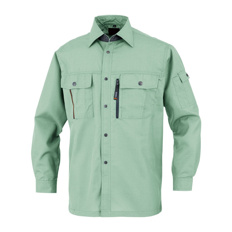 カンサイユニフォーム 長袖シャツ グリーン LL 40404 1枚(ご注文単位1枚)【直送品】