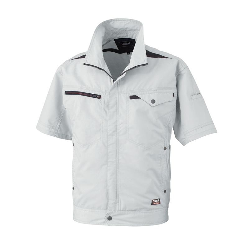 カンサイユニフォーム×空調風神服 半袖ブルゾン グレー S 01004 1枚(ご注文単位1枚)【直送品】