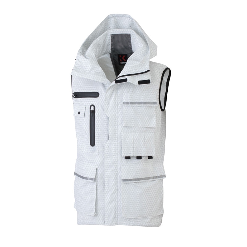 カンサイユニフォーム×空調風神服　フードベスト ホワイト　L 01200 1枚（ご注文単位1枚）【直送品】