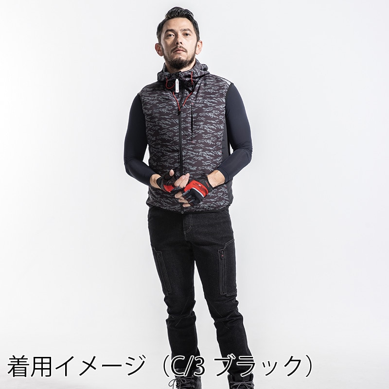 MHAK 空調風神服 フード付きベスト グレー M 00100 1枚(ご注文単位1枚)【直送品】