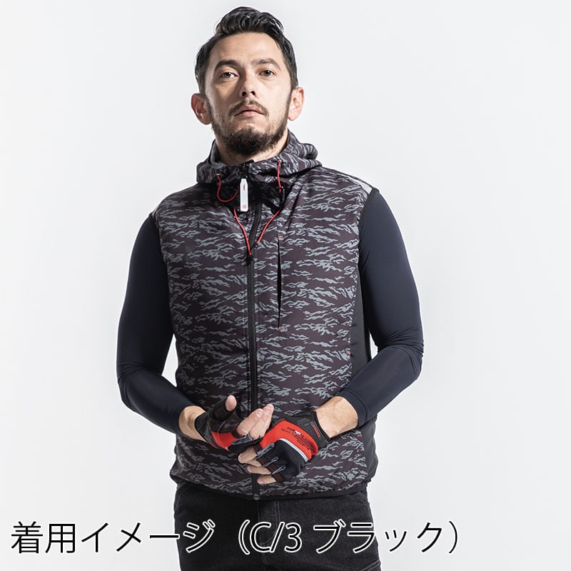 MHAK 空調風神服 フード付きベスト サンドベージュ LL 00100 1枚(ご注文単位1枚)【直送品】