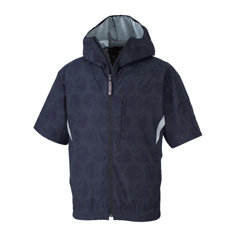 MHAK　空調風神服　フード付き半袖ブルゾン ネイビー　L 00501 1枚（ご注文単位1枚）【直送品】