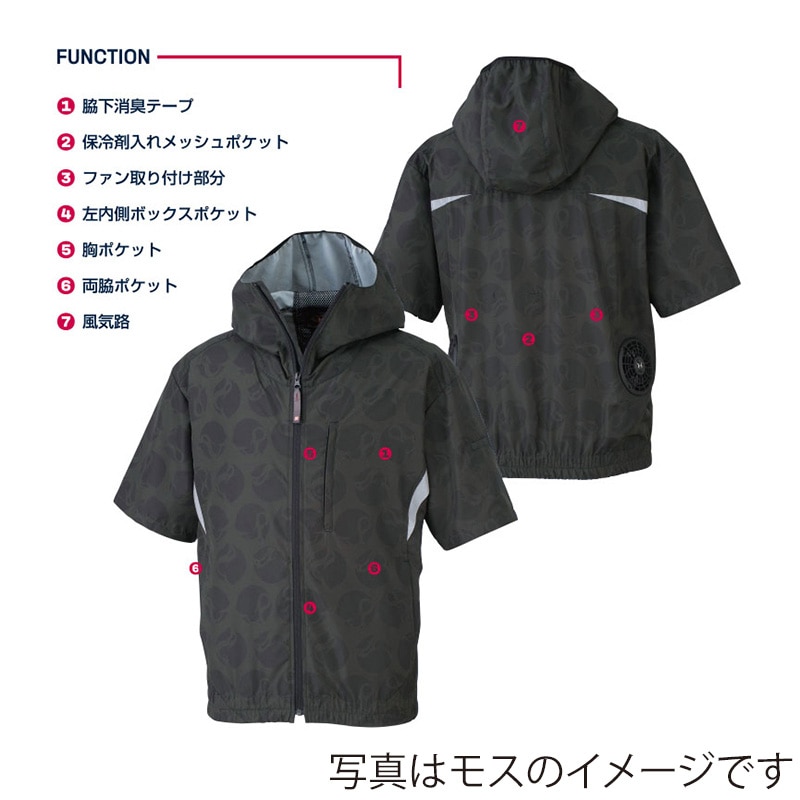 MHAK　空調風神服　フード付き半袖ブルゾン ネイビー　L 00501 1枚（ご注文単位1枚）【直送品】