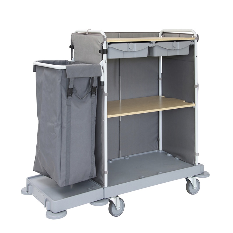 ランドリーカート メイドワゴン 片側袋付 EKF-1 1個(ご注文単位1個)【直送品】