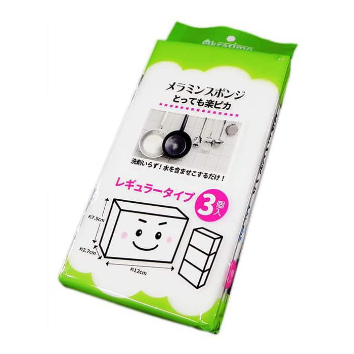 ジャパンプレミアム メラミンスポンジ とっても楽ピカ レギュラー 3個/袋 91215509(ご注文単位10袋)【直送品】