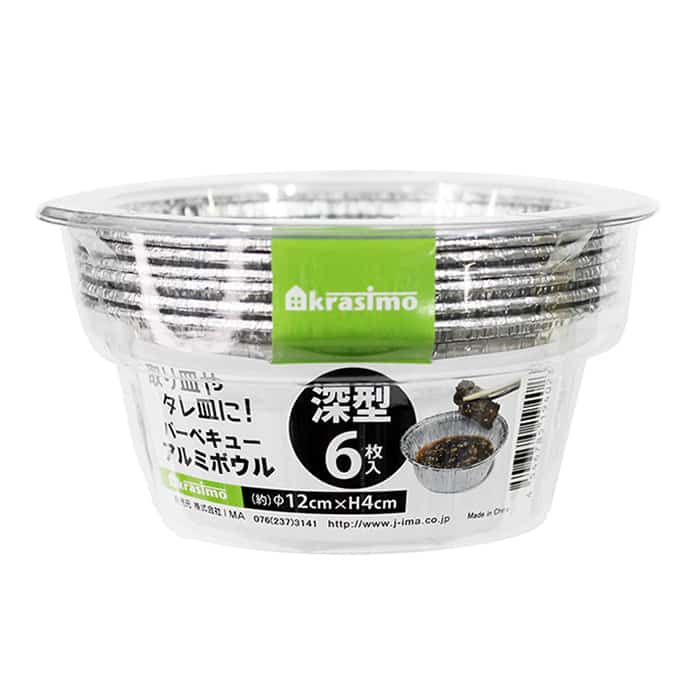 ジャパンプレミアム バーベキューアルミボウル 12cm 深型 6枚入 91940226 1袋（ご注文単位10袋）【直送品】