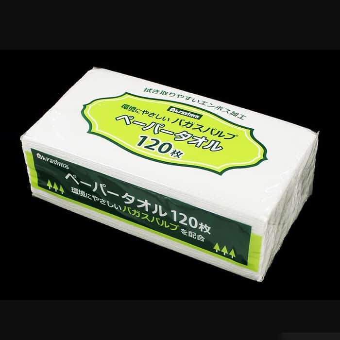 ジャパンプレミアム ペーパータオル バガスパルプ配合 120枚入 93320129 1袋(ご注文単位10袋)【直送品】