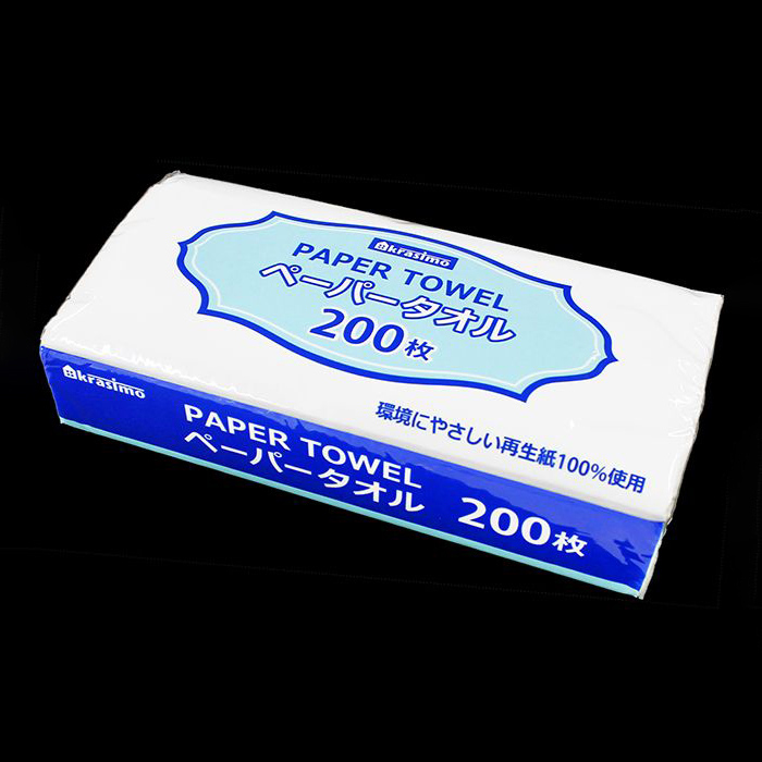 ジャパンプレミアム ペーパータオル 再生紙使用 200枚入 93320229 1袋（ご注文単位12袋）【直送品】
