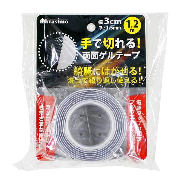 ジャパンプレミアム 手で切れる両面ゲルテープ 3cm幅 1.2m 93730124 1個（ご注文単位10個）【直送品】
