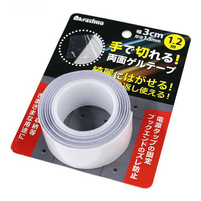 ジャパンプレミアム 手で切れる両面ゲルテープ 3cm幅 1.2m 93730124 1個（ご注文単位10個）【直送品】
