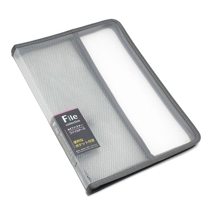 ジャパンプレミアム A4ファスナーファイルケース ポケット付 C9387101 1個（ご注文単位10個）【直送品】