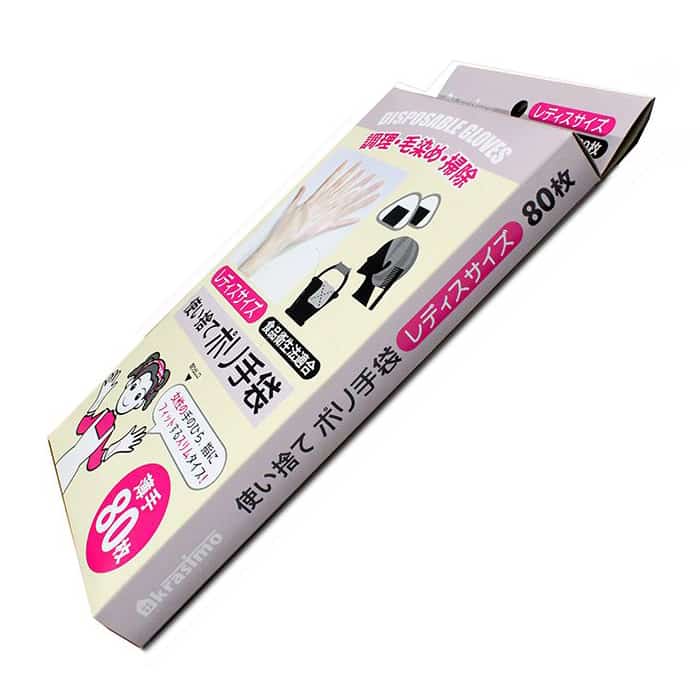 ジャパンプレミアム 使い捨てポリ手袋 箱入 レディスサイズ 薄手 80枚入 94264129 1袋(ご注文単位10袋)【直送品】