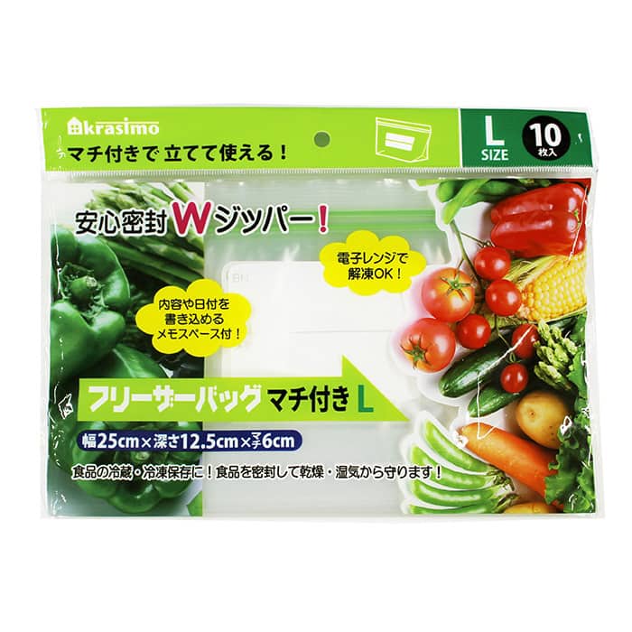 ジャパンプレミアム フリーザーバッグ マチ付き L 10枚入 94921101 1個（ご注文単位10個）【直送品】