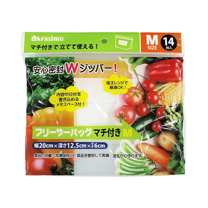 ジャパンプレミアム フリーザーバッグ マチ付き M 14枚入 94921201 1個（ご注文単位10個）【直送品】