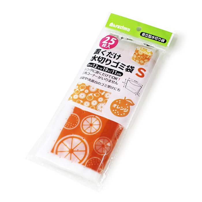 ジャパンプレミアム 置くだけ水切り袋 S 25枚入 オレンジ 95842401 1袋（ご注文単位10袋）【直送品】