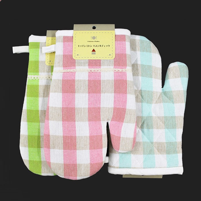 ジャパンプレミアム キッチンミトン パステルチェック 96351101 1個（ご注文単位12個）【直送品】